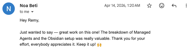 Email from Charlie Froomes