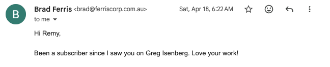 Email from Robin Vezina