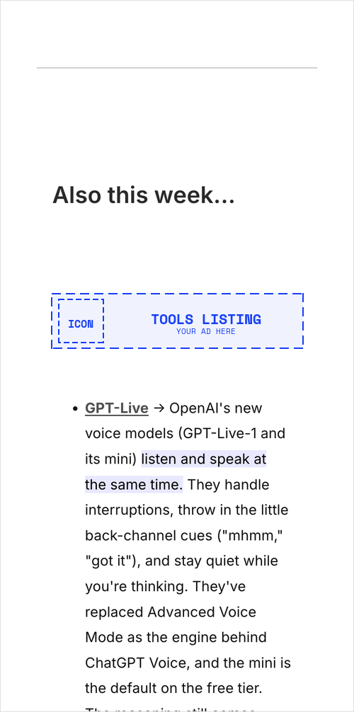 Tools listing position on mobile